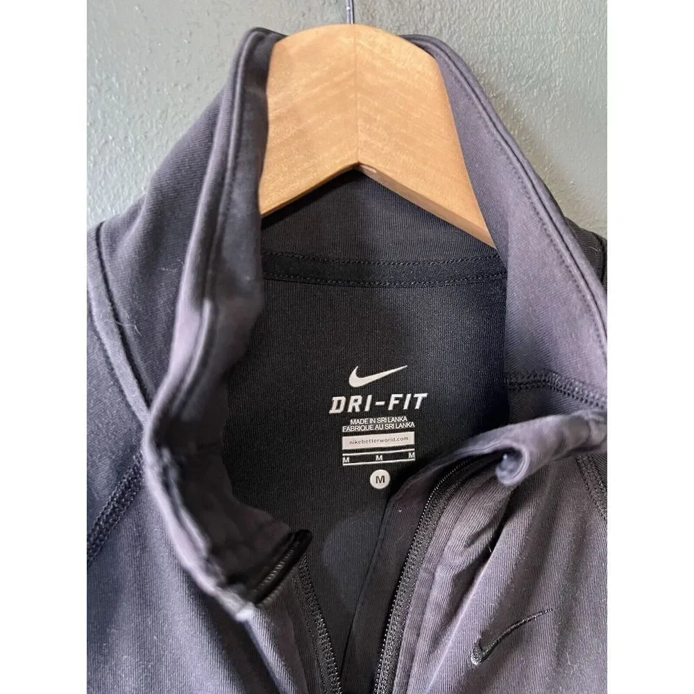 Nike Womens Black Long Sleeve Full Zip Athletic Jacket Dri-Fit Size Medium